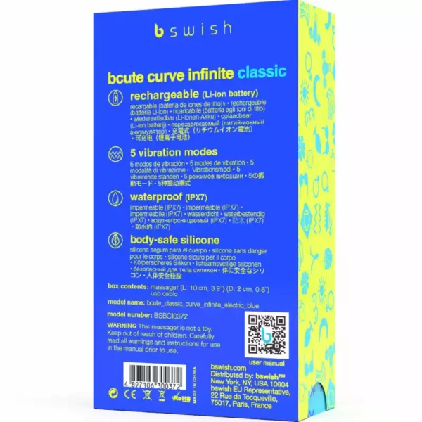 B Swish – Vibrateur rechargeable bcute curve infinite classique bleu silicone – vue 5 – Stimulateurs clitoridiens