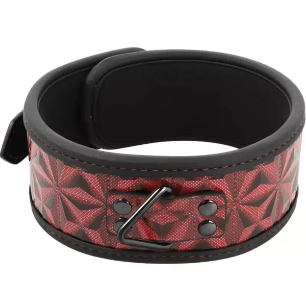 Begme Fetish Games – Collier en cuir végan premium édition rouge avec doublure en néoprène – vue 3 – BDSM & fétichisme