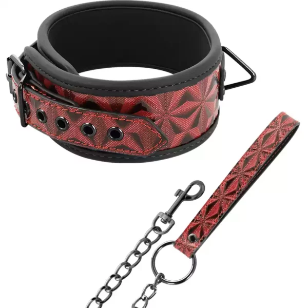Begme Fetish Games – Collier en cuir végan premium édition rouge avec doublure en néoprène – BDSM & fétichisme