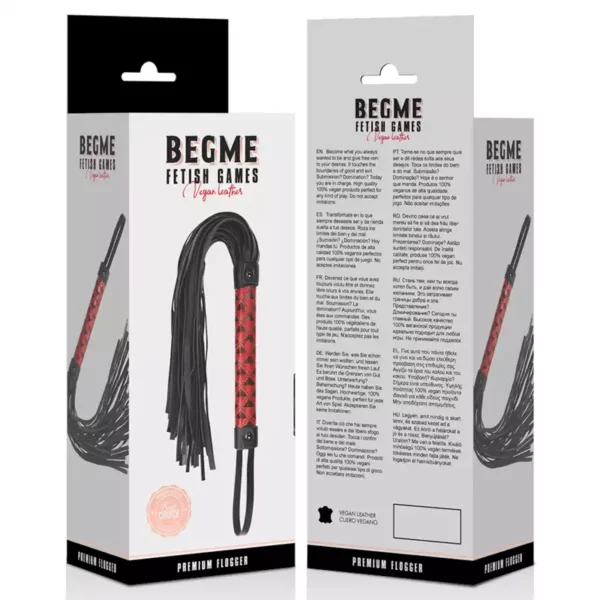 Begme Fetish Games – Flogger en cuir végan édition rouge – vue 5 Begme Fetish Games – Flogger en cuir végan édition rouge – vue 5 – BDSM & fétichisme