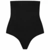 Bye Bra – String taille haute sans coutures, doux au toucher, noir, – Lingerie sexy