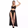 Chilirose – Cr 4672 jupe et string noirs avec chaînes dorés – Lingerie sexy