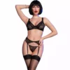Chilirose – Cr 4692 ensemble quatre pièces noir – Lingerie sexy