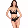 Chilirose – Cr 4703 ensemble deux pièces sans crotchless noir – Lingerie sexy