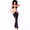 Chilirose – Cr 4851 ensemble top et leggings noirs avec accessoires dorés – Lingerie sexy