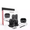 Darkness – Menottes et collier en cuir noir – BDSM & fétichisme