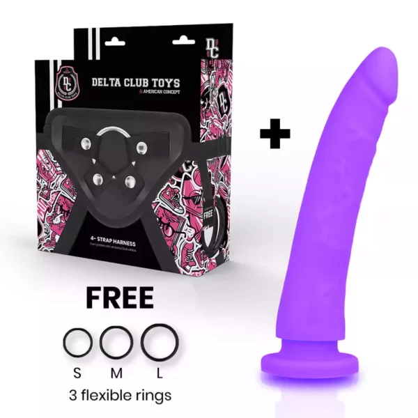 Deltaclub – Toys arnes + dong silicone violet 20 cm -o- 4 cm – vue 2 – Sextoys