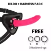 Deltaclub – Toys harnais + dong silicone rose 17 cm -o- 3 cm – Sextoys