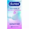 Durex – Préservatifs invisibles extra lubrifiés 12 unités – Préservatifs