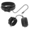 Fetish Submissive – Collier et menottes en cuir végan avec doublure en noprène – BDSM & fétichisme