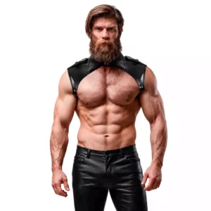 Fetish Submissive – Harnais de cou réglable en éco-cuir pour hommes brigade Fetish Submissive – Harnais de cou réglable en éco-cuir pour hommes brigade – Lingerie homme