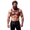 Fetish Submissive – Harnais de poitrine bulldog en cuir écologique pour hommes noir/rouge – Lingerie homme