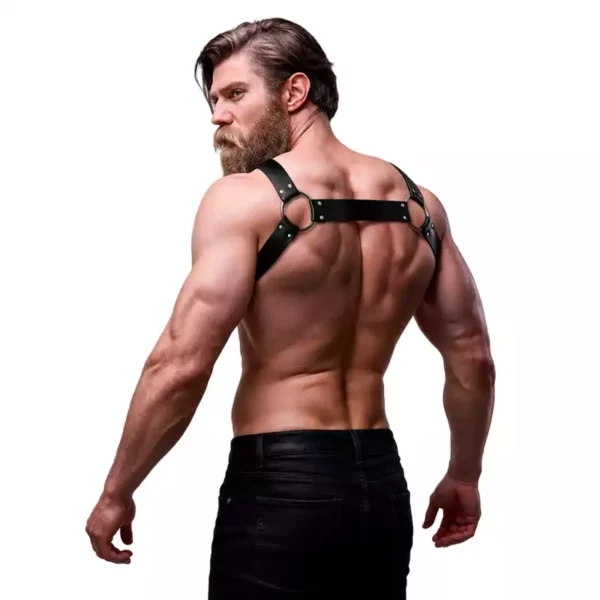 Fetish Submissive – Harnais de poitrine croisé en néoprène réglable avec fermetures glissière pour hommes – vue 2 – Lingerie homme
