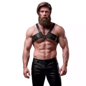Fetish Submissive – Harnais de poitrine en éco-cuir pour hommes brigade – Lingerie homme