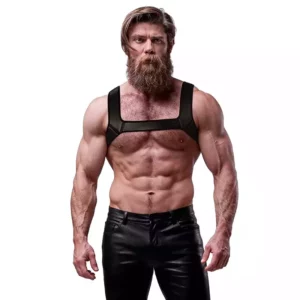 Fetish Submissive – Harnais de poitrine en néoprène pour hommes – Lingerie homme