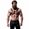 Fetish Submissive – Harnais de poitrine réglable en cuir écologique pour hommes bulldog – Lingerie homme