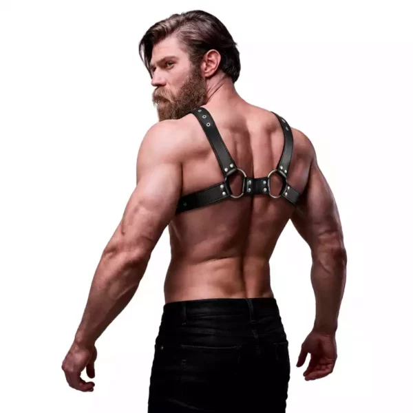 Fetish Submissive – Harnais de poitrine réglable en cuir écologique pour hommes bulldog – vue 2 Fetish Submissive – Harnais de poitrine réglable en cuir écologique pour hommes bulldog – vue 2 – Lingerie homme