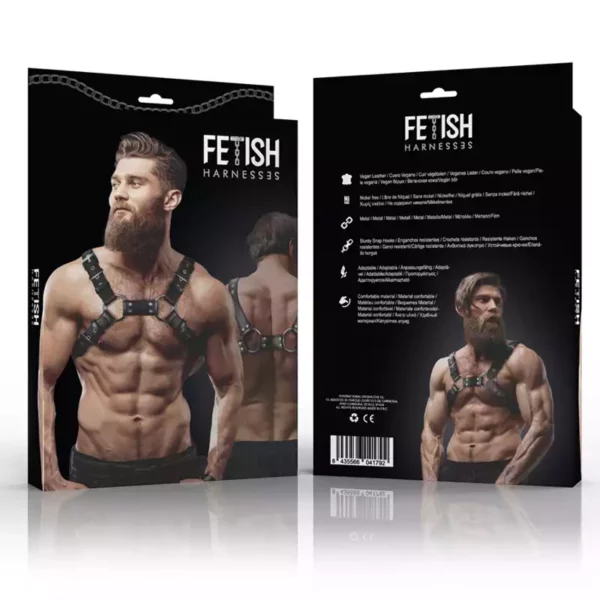 Fetish Submissive – Harnais de poitrine réglable en cuir écologique pour hommes bulldog – vue 6 Fetish Submissive – Harnais de poitrine réglable en cuir écologique pour hommes bulldog – vue 6 – Lingerie homme