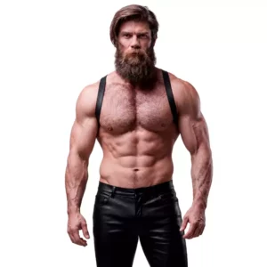 Fetish Submissive – Harnais dos en éco-cuir pour hommes – Lingerie homme