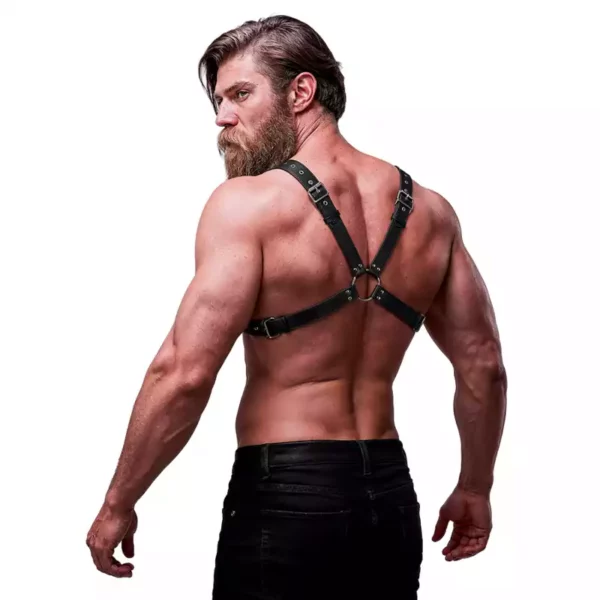 Fetish Submissive – Harnais en cuir écologique pour hommes avec poitrine croisée – vue 2 – Lingerie homme