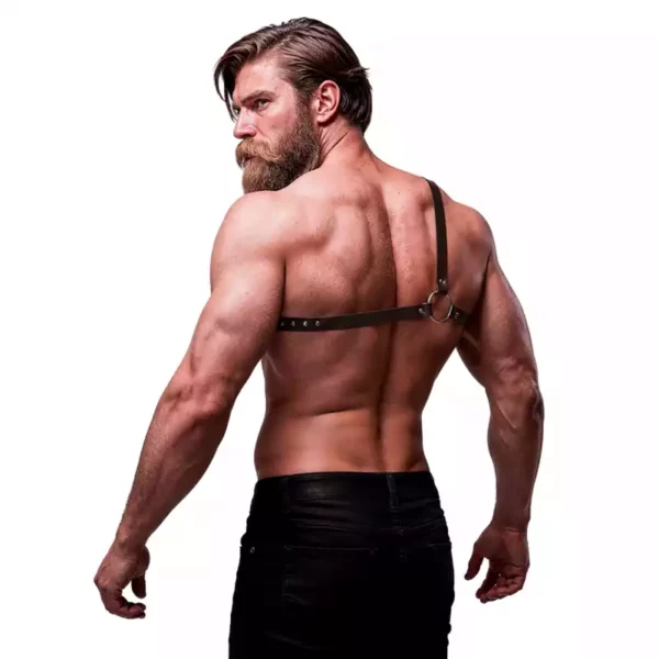 Fetish Submissive – Harnais en cuir écologique pour hommes épaules croisées attitude – vue 2 Fetish Submissive – Harnais en cuir écologique pour hommes épaules croisées attitude – vue 2 – Lingerie homme