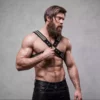 Fetish Submissive – Harnais en cuir écologique pour hommes poitrine croisée avec rivets – vue 3 – Lingerie homme