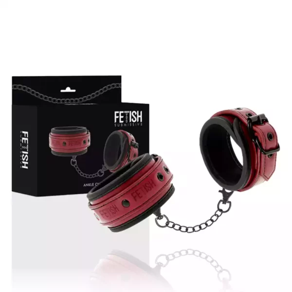 Fetish Submissive – Menottes de cheville en cuir végan avec doublure en néoprène – vue 2 – Sextoys