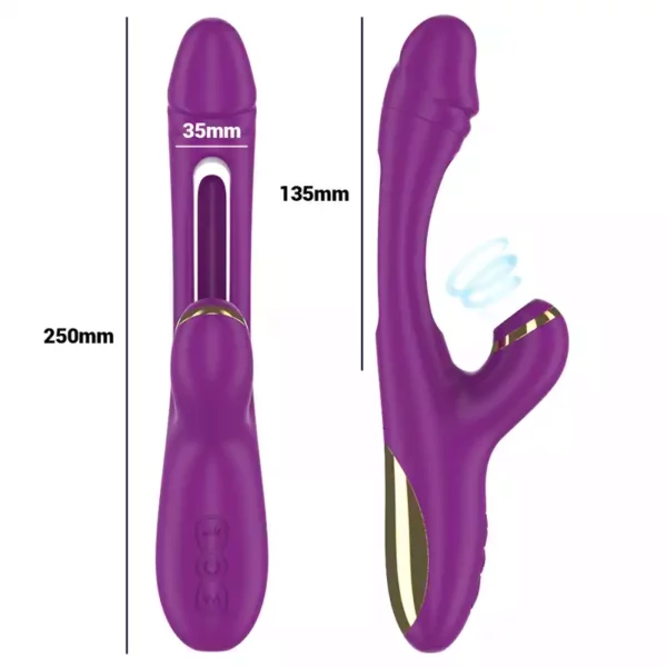 Intense – Ateneo vibrateur multifonction rechargeable 7 vibrations avec langue oscillante et aspiration violette – vue 4 – Stimulateurs clitoridiens