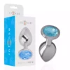 Intense – Plug anal en métal aluminium avec verre bleu – Sextoys