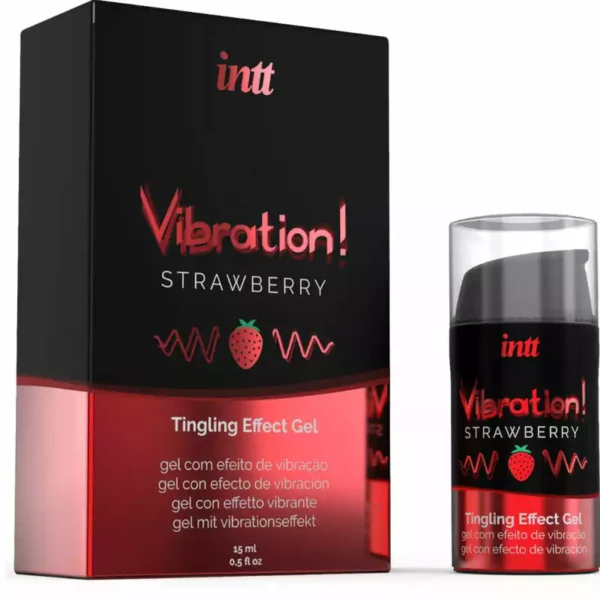 Intt – Puissant stimulant intime gel vibrant liquide fraise 15 ml – vue 2 Intt – Puissant stimulant intime gel vibrant liquide fraise 15 ml – vue 2 – Bien-être intime