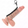 Kink – 7 anneaux pénis en métal de 3,8 cm à 5 cm connectés avec du cuir et une chaîne en métal 100 cm – BDSM & fétichisme