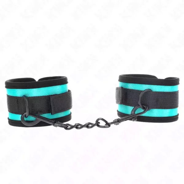Kink – Appareils de poignet en nylon à crochet et boucle noir-bleu réglable 18-32 cm x 5 cm – vue 2 – BDSM & fétichisme
