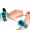 Kink – Appareils-poignets à crochet doublés de fourrure bleu ajustables 20-28 cm x 5,5 cm – BDSM & fétichisme