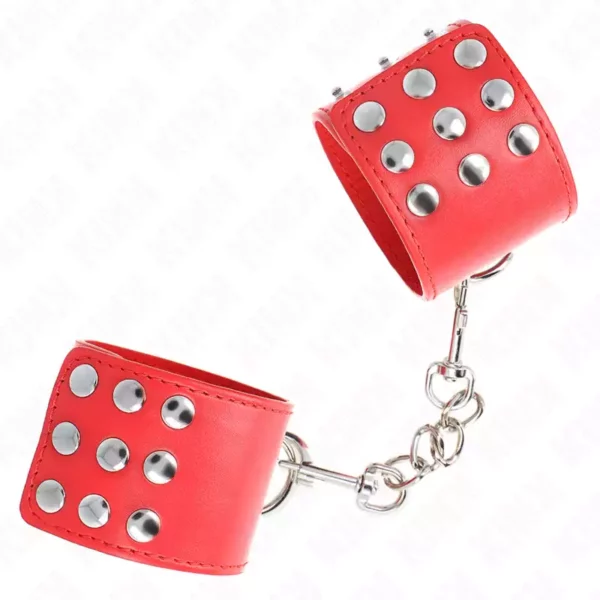 Kink – Appui-poignets avec bouton-pression rouge réglable 19-24 cm x 5,5 cm – vue 3 Kink – Appui-poignets avec bouton-pression rouge réglable 19-24 cm x 5,5 cm – vue 3 – BDSM & fétichisme