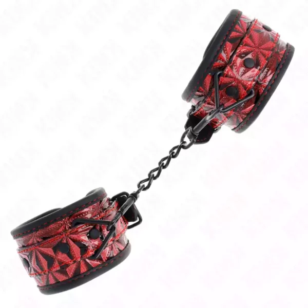 Kink – Appui-poignets motif diamant rouge foncé réglable 17-26 cm x 5,5 cm – vue 3 – BDSM & fétichisme