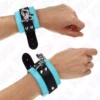 Kink – Appui-poignets verrouillables premium noir / bleu réglable 21-28 cm x 5,5 cm – BDSM & fétichisme