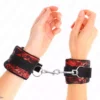 Kink – Attentes-poignets courtes en dentelle de velours et reliure en nylon / 23 x 6,5 cm – BDSM & fétichisme
