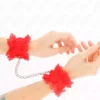 Kink – Attentes-poignets élastiques en dentelle rouge – BDSM & fétichisme