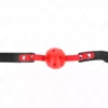 Kink – Balle dure creuse rouge 4 cm gag bracelet noir 60 x 2 cm ajustable 37-52 cm – BDSM & fétichisme
