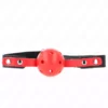Kink – Balle dure creuse rouge 4 cm gag bracelet noir 60 x 2 cm ajustable 37-52 cm – vue 2 – BDSM & fétichisme