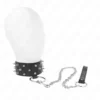 Kink – Collier avec laisse 65 cm avec clous argentés modèle 5 réglable 36-43 cm x 5 cm – BDSM & fétichisme
