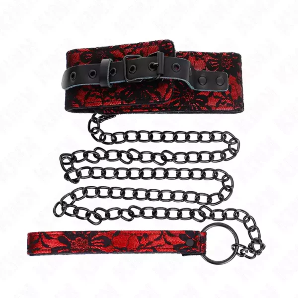 Kink – Collier dentelle avec ceinture avec ceinture en cuir vrai 105 cm / 44 x 5,5 cm – vue 2 Kink – Collier dentelle avec ceinture avec ceinture en cuir vrai 105 cm / 44 x 5,5 cm – vue 2 – BDSM & fétichisme