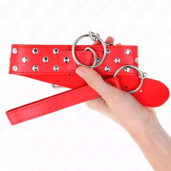 Kink – Collier rivet anneau avec ceinture 65 cm rouge ajustable 36-50 cm x 3,8 cm – vue 3 Kink – Collier rivet anneau avec ceinture 65 cm rouge ajustable 36-50 cm x 3,8 cm – vue 3 – BDSM & fétichisme