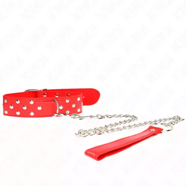 Kink – Collier rivet anneau avec ceinture 65 cm rouge ajustable 36-50 cm x 3,8 cm – vue 5 Kink – Collier rivet anneau avec ceinture 65 cm rouge ajustable 36-50 cm x 3,8 cm – vue 5 – BDSM & fétichisme