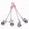 Kink – Pinces à télépin lumineuses crâne avec anneau cloches réglables rose / argent – vue 2 – BDSM & fétichisme