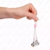 Kink – Pinces à télépin lumineuses crâne avec anneau cloches réglables rose / argent – vue 4 – BDSM & fétichisme