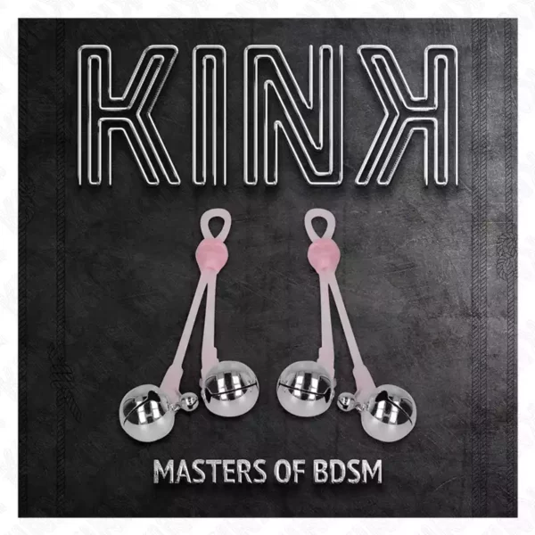 Kink – Pinces à télépin lumineuses crâne avec anneau cloches réglables rose / argent – vue 5 – BDSM & fétichisme