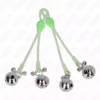 Kink – Pinces à teton lumineuses crâne avec anneau cloches réglables vert / argent – vue 2 – BDSM & fétichisme