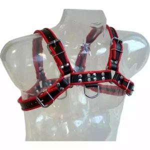Leather Body – Harnais chaîne iii noir / rouge Leather Body – Harnais chaîne iii noir / rouge – Lingerie homme