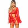 Leg Avenue – 86123 ensemble peignoir et porte-jarretelles rouge – Lingerie sexy